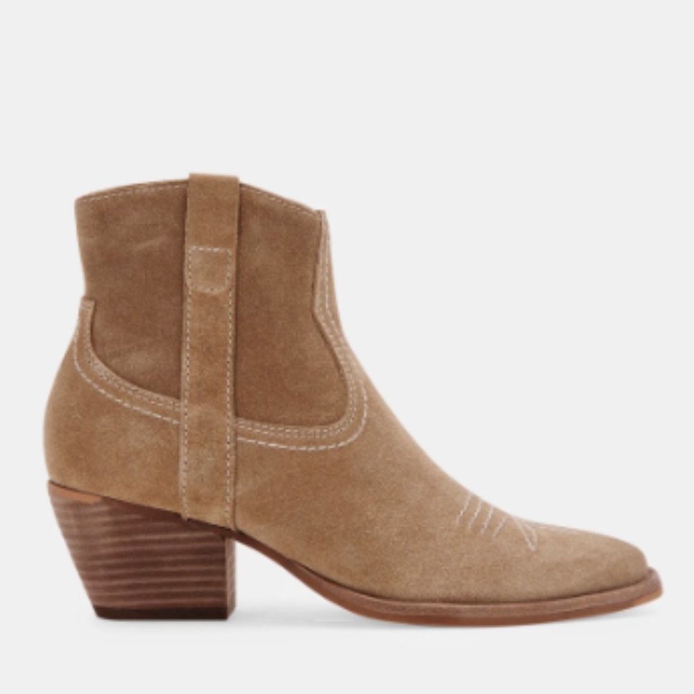 NWOB! Dolce Vita Western Silma Ankle Booties Color Truffle Suede Size 7